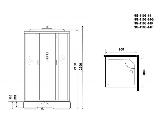 Душевая кабина Niagara Classic NG-1108-14G 900х900х2150_, изображение 4