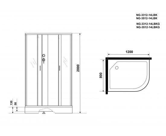 Душевая кабина Niagara Classic NG-3312-14LBK 1200х800х2000_, изображение 4