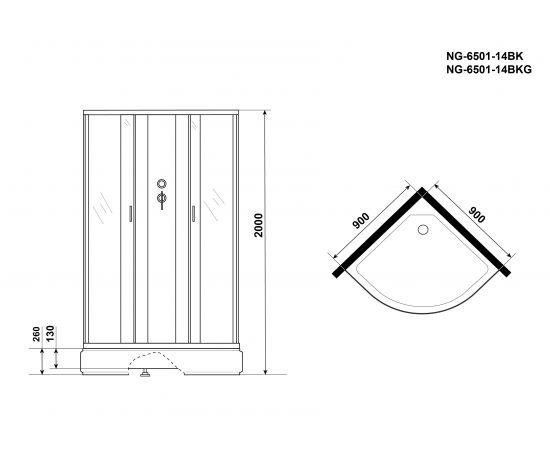 Душевая кабина Niagara Classic NG-6501-14BK 900х900х2000_, изображение 4