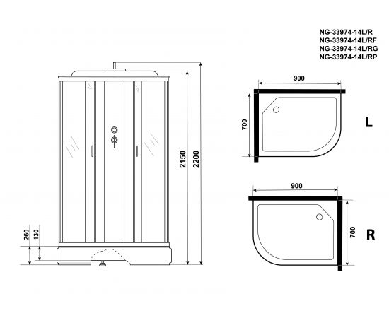 Душевая кабина Niagara Classic NG-33974-14LP 900х700х2150_, изображение 4