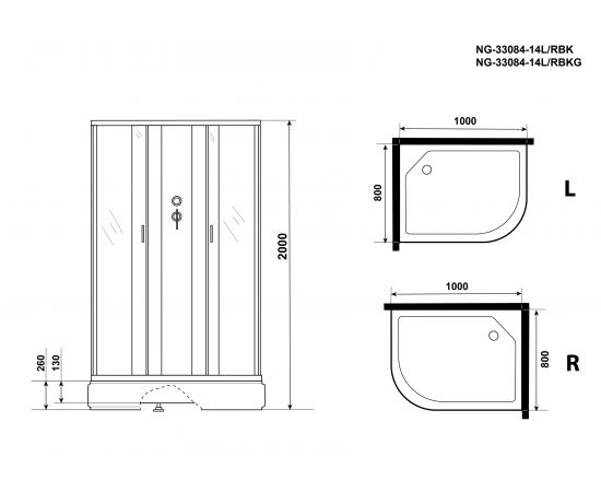 Душевая кабина Niagara Classic NG-33084-14LBK 1000х800х2000_, изображение 4