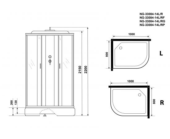 Душевая кабина Niagara Classic NG-33084-14RP 1000х800х2150_, изображение 4