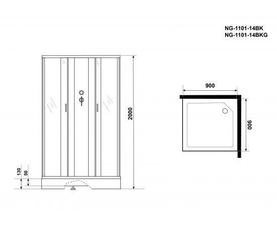 Душевая кабина Niagara Classic NG-1101-14BKG 900х900х2000_, изображение 4