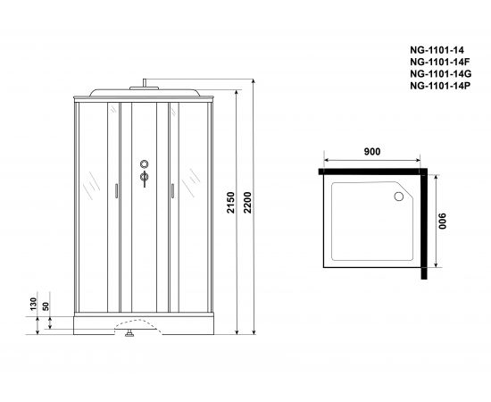 Душевая кабина Niagara Classic NG-1101-14G 900х900х2150_, изображение 4