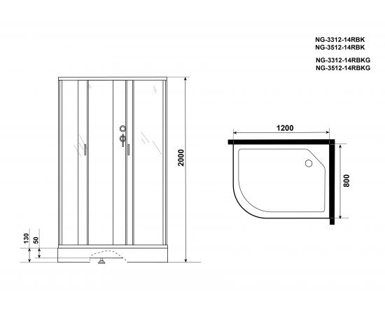 Душевая кабина Niagara Classic NG-3512-14RBK 1200х800х2000_, изображение 4