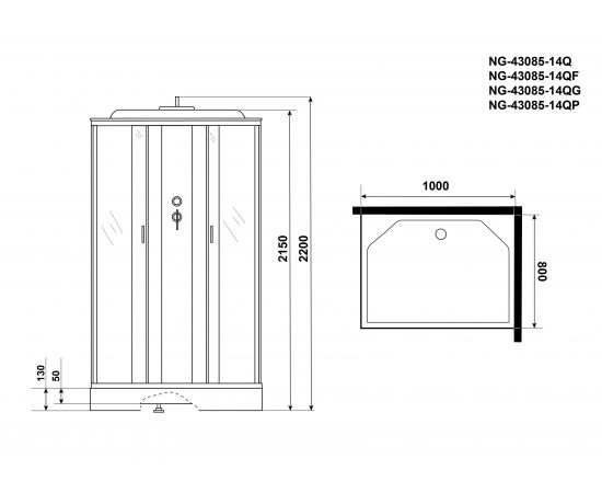 Душевая кабина Niagara Classic NG-43085-14QG 1000х800х2150_, изображение 4