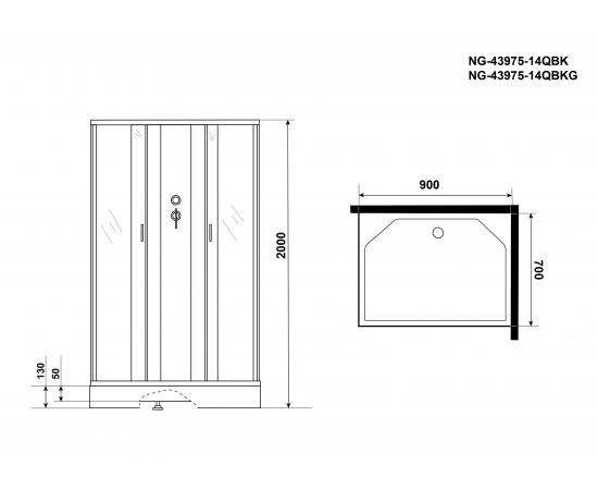 Душевая кабина Niagara Classic NG-43975-14QBK 900х700х2000_, изображение 4