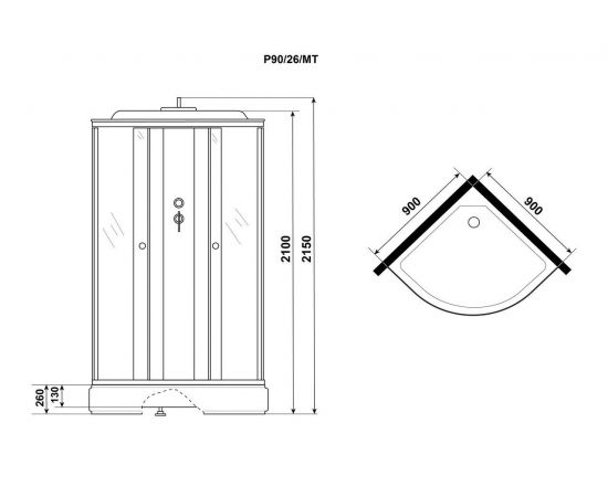 Душевая кабина Niagara Promo P90/26/MT 900х900х2150_, изображение 4