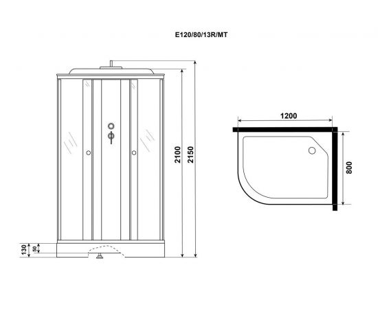 Душевая кабина Niagara Eco E120/80/13R/MT 1200х800х2150_, изображение 4
