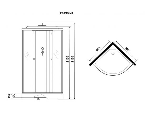 Душевая кабина Niagara Eco E90/13/MT 900х900х2150_, изображение 4