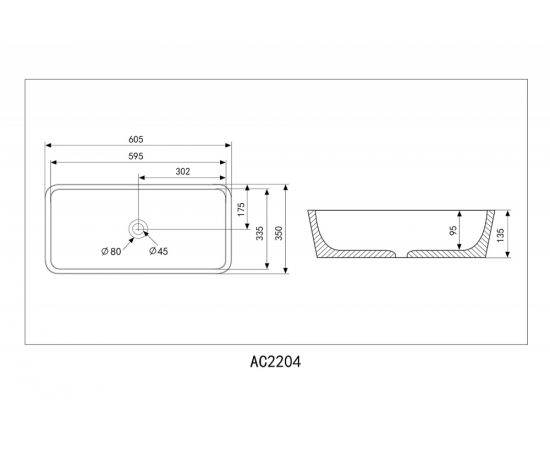 Раковина накладная ABBER Rechteck AC2204MB черная матовая_, изображение 4