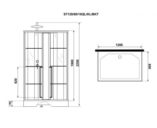 Душевая кабина Niagara Standart ST120/80/15QL/KL/BKT 1200х800х2150_, изображение 10