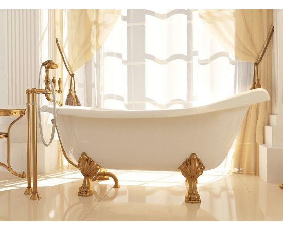 Мраморная ванна AquaStone Скарлет ножки золото Premium_, изображение 3