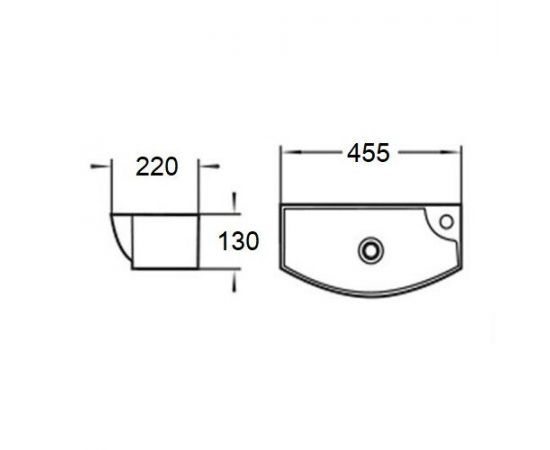 Раковина подвесная WeltWasser WW AISBACH 7946 GL-WT R глянцевая белая 455х220х130_, изображение 2