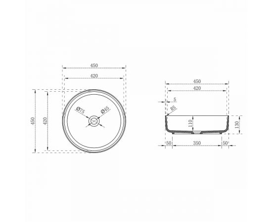 Раковина прозрачная Vincea VBS-6T16B, черная_, изображение 5