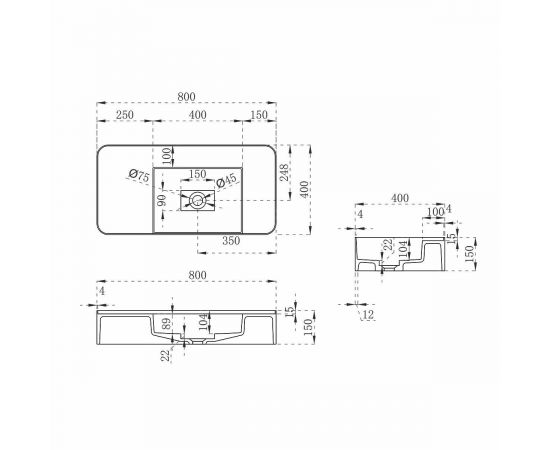 Раковина из искусственного камня Vincea VWB-6S480MW, белая матовая_, изображение 5