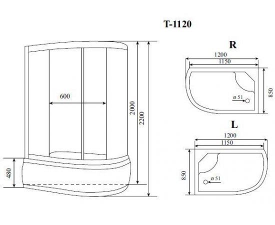 Душевая кабина Timo Standart Т-5520 L Г/М 120х85х220_, изображение 11