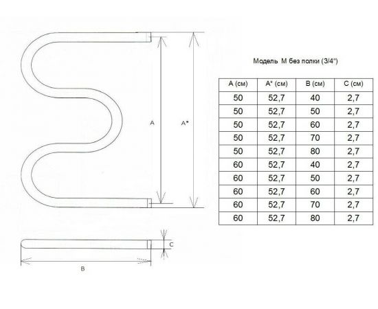 Полотенцесушитель Двин M 60/60 3/4" Без полки Водяной К0, Полированный (4627085939764)_, изображение 6