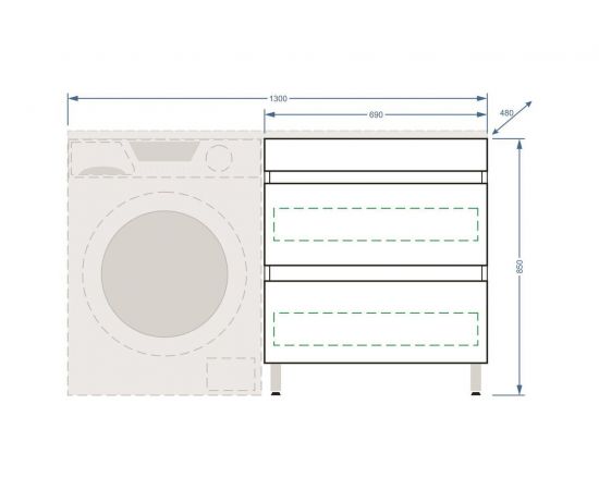 Тумба Stella Polar Мадлен 130 2 ящика с раковиной Stella Polar Мадлен 130_, изображение 8