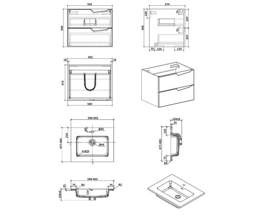 Тумба PARLY Spa Rhea60 подвесная с раковиной 600x480x550_, изображение 5