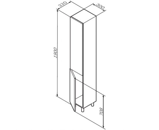 Шкаф-колонна AM.PM GEM M90CSL0306WG напольный левый 30 см двери push-to-open белый глянец_, изображение 8