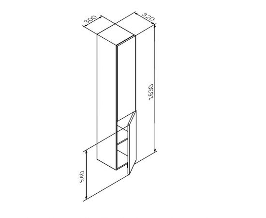 Шкаф-колонна AM.PM GEM M90CHR0306GM подвесной правый 30 см двери push-to-open графит матовый_, изображение 10