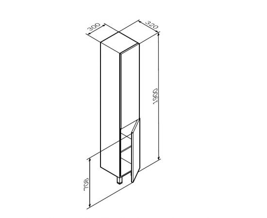 Шкаф-колонна AM.PM GEM M90CSR0306GM напольный правый 30 см двери push-to-open графит матовый_, изображение 10