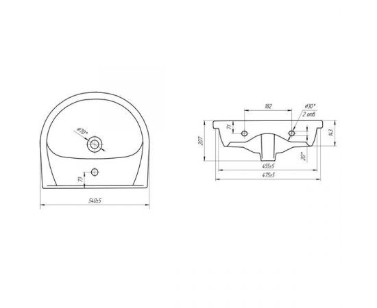 Тумба Stella Polar Концепт 55 с раковиной Эрика 55_, изображение 5