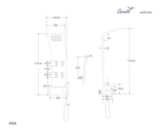 Панель душевая Cerutti SPA ADIGE W CT8979_, изображение 11