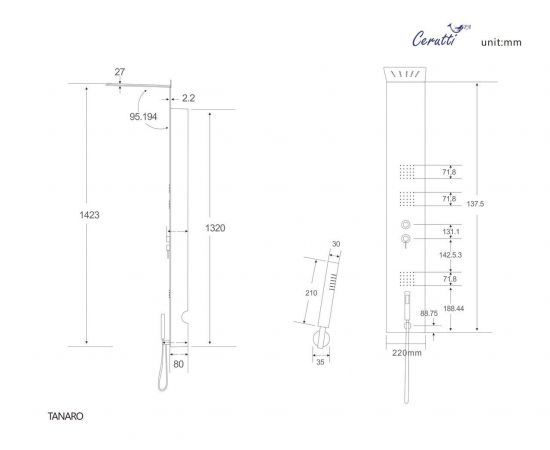 Панель душевая Cerutti SPA TANARO B CT899191_, изображение 4