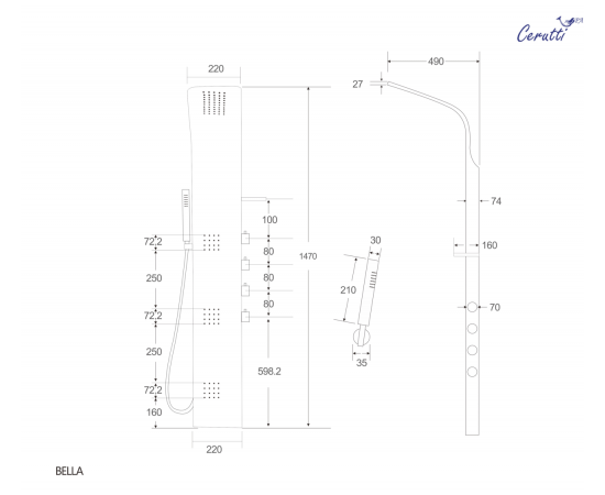 Панель душевая Cerutti SPA BELLA B CT9254_, изображение 3