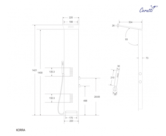 Панель душевая Cerutti SPA KORRA W CT9257_, изображение 3