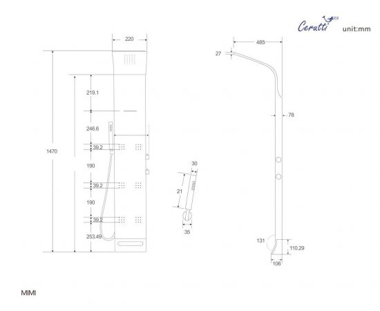 Панель душевая Cerutti SPA MIMI B CT9327_, изображение 3