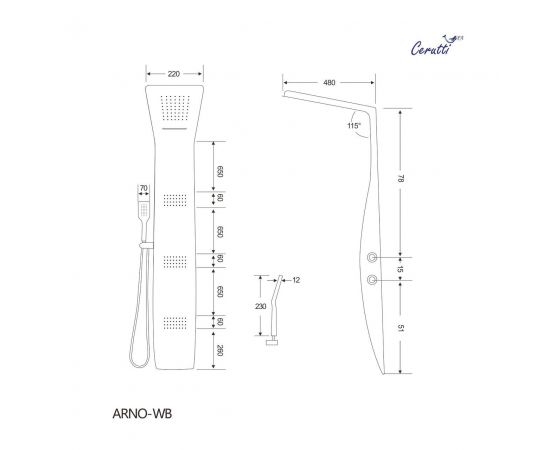 Панель душевая Cerutti SPA ARNO WB CT9655_, изображение 2