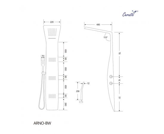 Панель душевая Cerutti SPA ARNO BW CT9656_, изображение 3