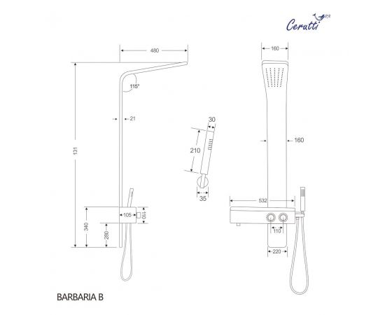 Панель душевая Cerutti SPA BARBARIA B CT9657_, изображение 4