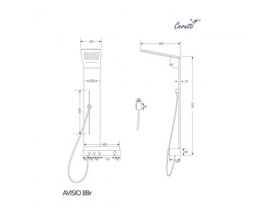 Панель душевая Cerutti SPA AVISIO BBr CT9659_, изображение 3