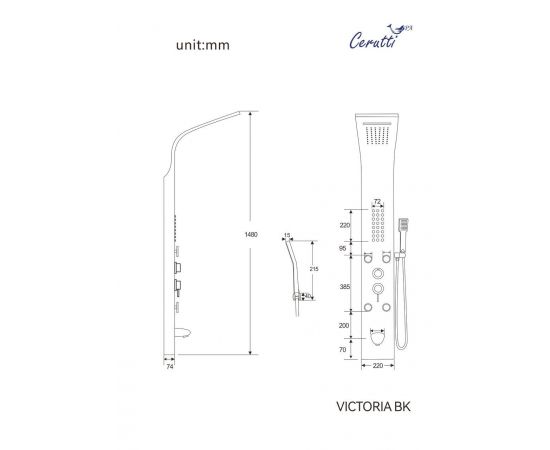 Панель душевая Ceruttispa VICTORIA BK CT9981_, изображение 3