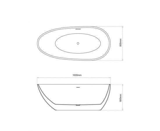 Ванна отдельностоящая Grossman Fly GR-1103M 160x80x60 см_, изображение 3