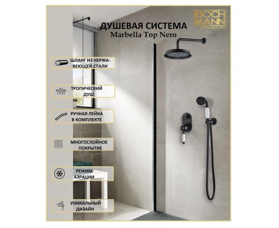 Душевая система BOCH MANN Marbella Top Nero BM8731 встраиваемая_, изображение 3