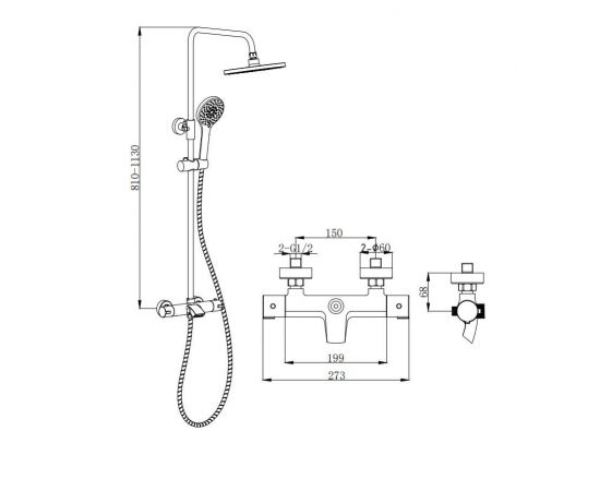 Душевая стойка BOCH MANN OGLIO B TS BM9649 с термостатом черный_, изображение 5