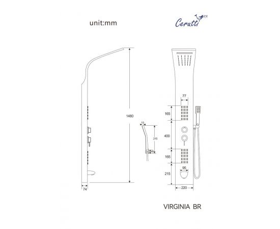 Панель душевая Ceruttispa VIRGINIA BR CT9983_, изображение 3