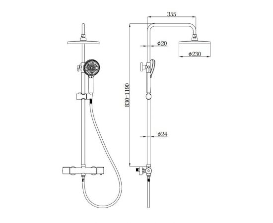 Душевая стойка beWash BV0TMSS6120 со смесителем термостат цвет хром_, изображение 2