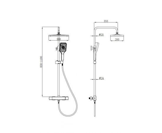 Душевая стойка beWash BV0TMSS6121 со смесителем термостатцвет хром_, изображение 2