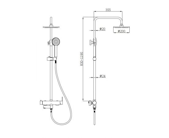 Душевая стойка beWash BV1MMSS6612 со смесителем для ванны черный_, изображение 2