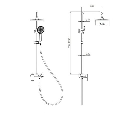 Душевая стойка beWash BV1MMSS6666 со смесителем черный_, изображение 2