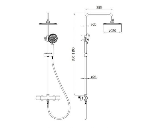 Душевая стойка beWash BV1TMSS6120 со смесителем термостат черный_, изображение 2