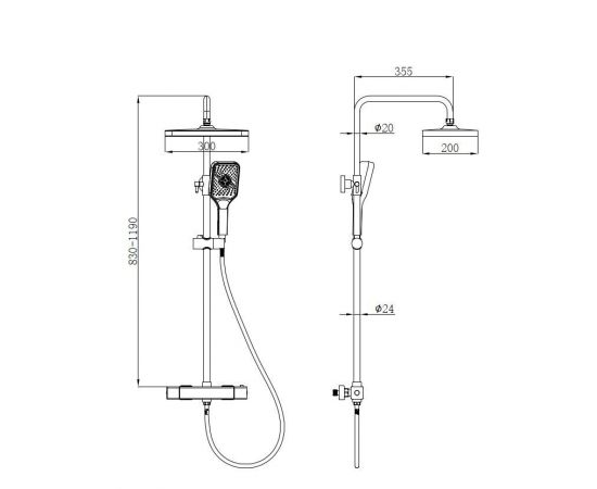 Душевая стойка beWash BV1TMSS6121 со смесителем термостат черный_, изображение 2