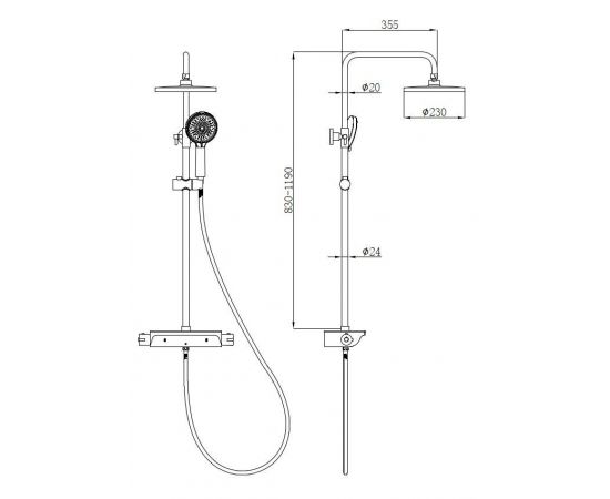 Душевая стойка beWash BV1TMSS6676 со смесителем термостат черный_, изображение 2