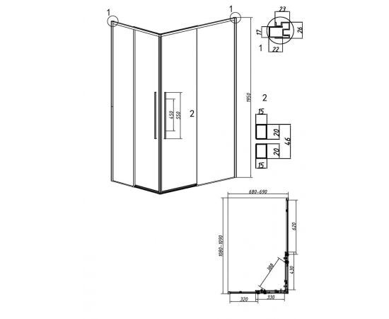 Душевое ограждение Grossman Galaxy 300.K33.01.1170.10.02 110х70х195 см хром стекло шиншилла_, изображение 11